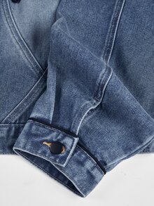 GlowEve CURVE Chaqueta vaquera casual de talla grande para mujer con bloques de color, solapa y abotonadura sencilla - Azul - Ver 5
