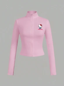 HELLO KITTY AND FRIENDS | SHEIN SHEIN EZwear 3件組女款休閒長袖T恤，字母印花與拉鍊門襟設計 - 彩色 - 查看 12