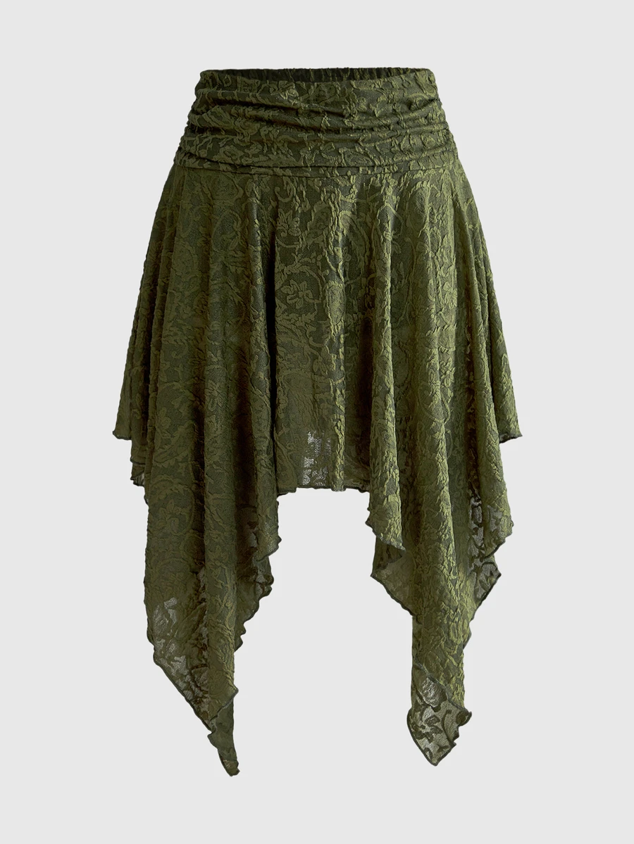 ROMWE Fairycore Women's Autumn/Winter Mori Style Green Asymmetrical ...