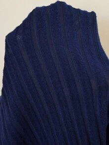 Doze Lane Plus Size Bow Decor Frill Trim Ribbed Knit Pajama Set - Navy Blue - View 4