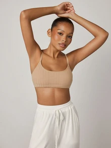 Ocili Women's Pure Cotton Ribbed Comfortable Bra - Khaki - View 6