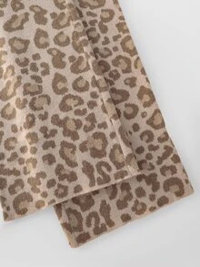 LUMIGAL Women's Leopard Print V-Neck Long Sleeve Sweater And Knit Pants Casual 2 Pieces Set - Multicolor - View 4