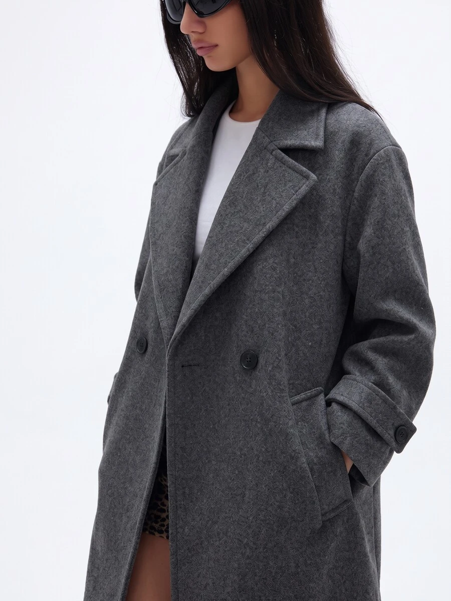 Aveloria GENKIRA Women's New Autumn/Winter Loose Soft Wool Blend Oversized Coat Jacket, Elegant Style - Dark Grey - View 1