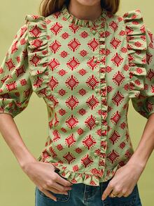 Nöista Women's Polka Dot Ruffle Casual Suit - Mint Green - View 4