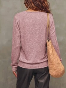 Balvessa Sweatshirt Kasual Wanita Motif Kotak-kotak Patchwork untuk Pemakaian Sehari-hari - Berwarna merah muda - View 2