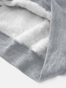 SHEIN EZwear Casual Loose Thick Women's Light Gray Floral Fleece Sweatshirt With Pockets And Drawstring, Suitable For Autumn/Winter - Light Grey - View 6