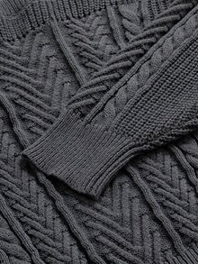 SHEIN Women's Knit Sweater, Autumn/Winter, Rope Collar With Cold Shoulder Design - Dark Grey - View 7