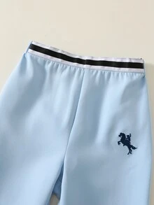SHEIN 男嬰幼兒 3 件組秋冬保暖內裡加厚休閒學院風 POLO 套裝，衛衣套裝，含腰帶，嬰兒冬季套裝，聖誕 - 藍色 - 查看 5