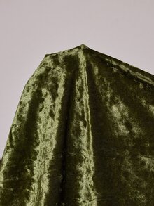 Slumberist Plus Size Gold Velvet Pajama Set, Women's Olive Green Camisole Nightgown And Robe Loungewear 2 Pieces Set - Army Green - View 8