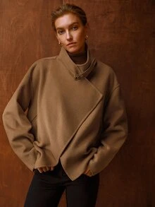MOTF WOMEN'S FASHION CAMEL DOUBLE-FACED WOOL COAT - Camel - View 5