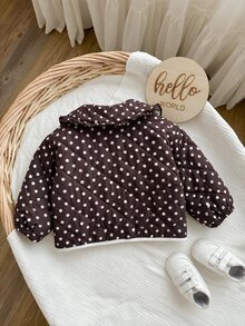 SHEIN 女嬰秋冬可愛百搭休閒花卉圖案保暖內裡加厚外套 - 彩色 - 查看 2