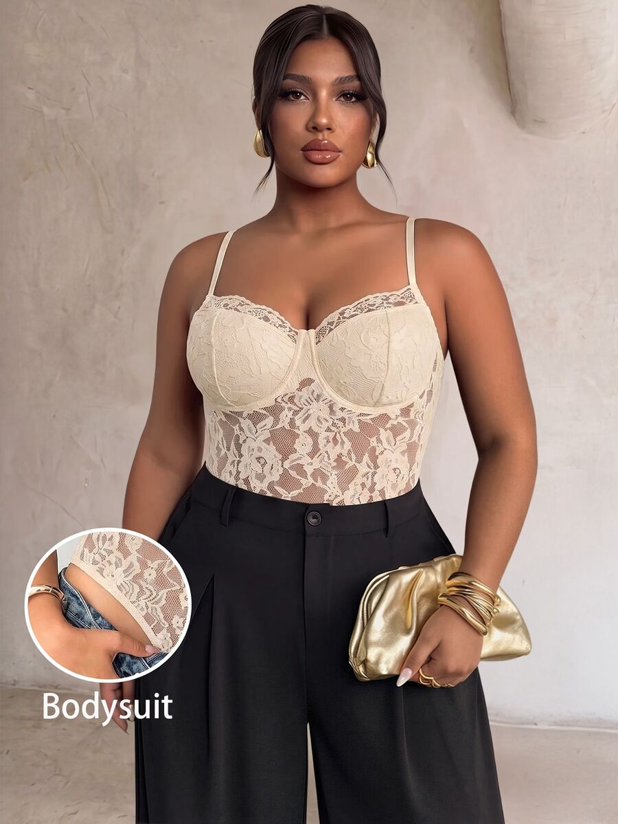 Firerie Plus Size Sexy Lace Camisole For Women - Apricot - View 1