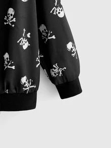 ROMWE Fairycore Plus Size Women's Vintage Wing & Thorn Print Letter Rhinestone Versatile All-Match Sweatshirt - Black - View 3