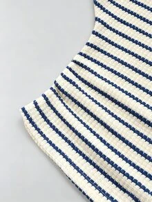 Olithes Plus Size Women's Striped 2 In 1 Patchwork Casual Everyday Top - Multicolor - View 4