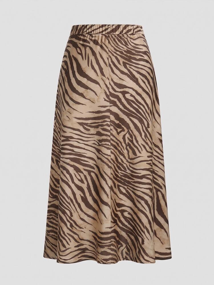 Firerie Plus Size Elegant Zebra Print Sexy Skirt - Multicolor - View 2