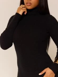MUSERA Brown Cable Knit Long Sleeve Jumpsuit Autumn Winter Knitwear Fall Everyday Office - Black - View 6