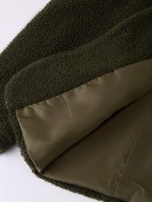Solivie Women's Autumn/Winter Contrast Color Fur Collar Jacket, Dark Green Overcoat - Dark Green - View 9