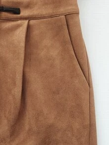 SHEIN New Chinese Style Frog Button Stand Collar Jumpsuit - Brown - View 6