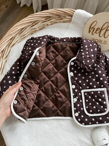 SHEIN 女嬰秋冬可愛百搭休閒花卉圖案保暖內裡加厚外套 - 彩色 - 查看 5