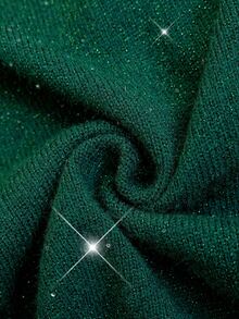 SHEIN Clasi Plus Size Autumn/Winter Cowl Neck Glitter Pullover Sweater Christmas Elegant Party Green Top Sequin - Green - View 8