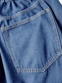 EMERY ROSE Quần jean denim nữ size lớn mặc thường ngày phong cách casual có túi và cúc - Màu xanh lam - Xem 9