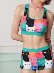 Chillnights Conjunto de lencería con top de tirantes y bragas con estampado de dibujos animados para mujer - Multicolor - Ver 15