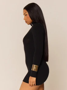 MUSERA Brown Cable Knit Long Sleeve Jumpsuit Autumn Winter Knitwear Fall Everyday Office - Black - View 3