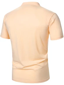 Manfinity Homme 男士純色休閒百搭日常短袖 Polo 衫 - 卡其色 - 查看 2