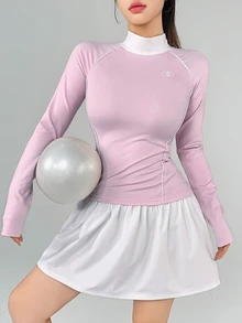 DAZY Women's Colorblock Casual Daily Long Sleeve Sports T-Shirt - Pink - View 1