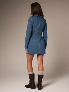 Athîral Denim Women's Casual Daily Summer Denim Dress - Medium Wash - View 2