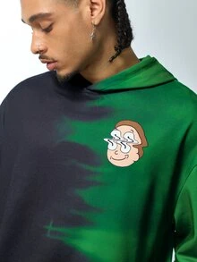Rick and Morty X SHEIN Men's Letter Pattern Casual Everyday Hoodie - Black - View 4