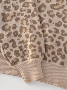 LUMIGAL Women's Leopard Print V-Neck Long Sleeve Sweater And Knit Pants Casual 2 Pieces Set - Multicolor - View 8