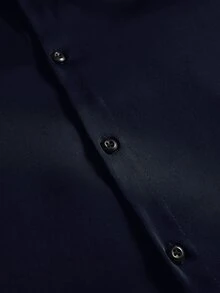 Manfinity Mode 男士休閒日常穿著，外出必備，Ins風，華麗派對，街頭成熟風，寬鬆版型襯衫 - 藏蓝色 - 查看 7