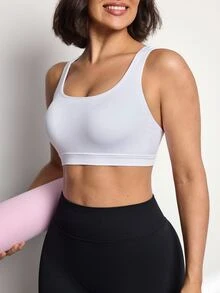 Easithlete Bra Olahraga Tanpa Jahitan Warna Putih untuk Wanita - Putih - View 4