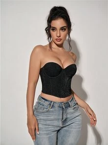 SHEIN Halloween Outerwear Lingerie Underwire Bra With Detachable Straps Comfortable Push-Up 1pc - Black - View 5