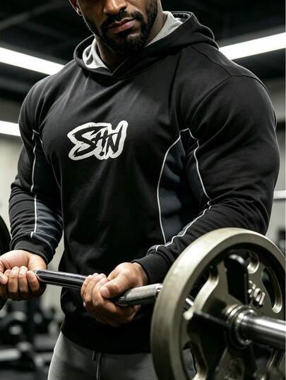 GymBeat كنزة رجالية مطبوعة بحروف كاجوال للاستخدام اليومي