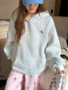 DAZY Women's Loose Hooded Pullover Casual Sweatshirt Hoodies - Light Grey - View 6