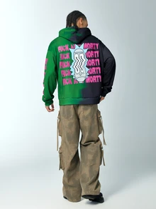 Rick and Morty X SHEIN Men's Letter Pattern Casual Everyday Hoodie - Black - View 6