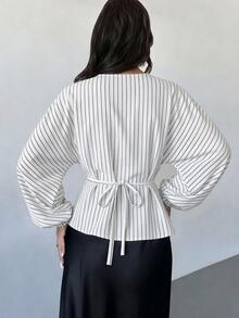 Firerie Women's Striped Casual Versatile Everyday Outing Shirt - White - View 4