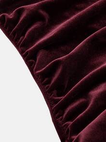 Girlism Tween Girl Tween Girls Burgundy Velvet Simple Comfortable Layered Ruffle Hem Strapless Puff Dress - Burgundy - View 8