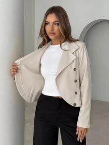 Siren Gaze Women's Solid Color Casual Versatile Commute Travel Blazer - Apricot - View 6