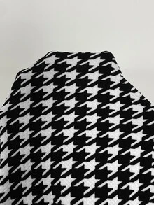 Shapeblank 女款大尺碼黑白千鳥格錐形長褲－彈性腰頭、彈性舒適－時尚休閒秋/冬穿著，工作褲 - 黑與白 - 查看 5