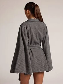 SHEIN BAE 女款時尚街頭風長袖夾克外套，附口袋 - 深灰色 - 查看 2
