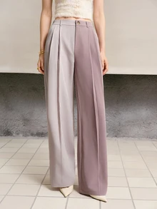 MOTF PREMIUM WOMEN'S COLORBLOCK PLEATED CASUAL DAILY WEAR SUIT PANTS - Multicolor - View 1