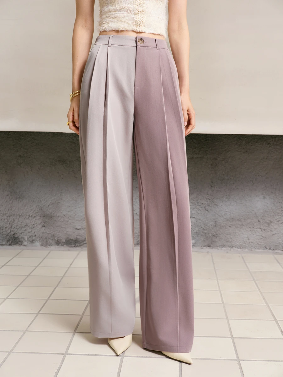 MOTF PREMIUM WOMEN'S COLORBLOCK PLEATED CASUAL DAILY WEAR SUIT PANTS - Multicolor - View 1
