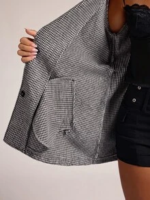 SHEIN BAE 女款時尚街頭風長袖夾克外套，附口袋 - 黑與白 - 查看 8
