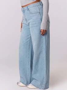 MUSERA Low Waist Plus Size 90's Y2k Jeans Streetwear Casual Cute Everyday Office Work Everyday Chic - Baby Blue - View 4