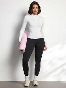 Easithlete Women's Solid Color Casual Versatile Daily Equestrian Top - White - View 5