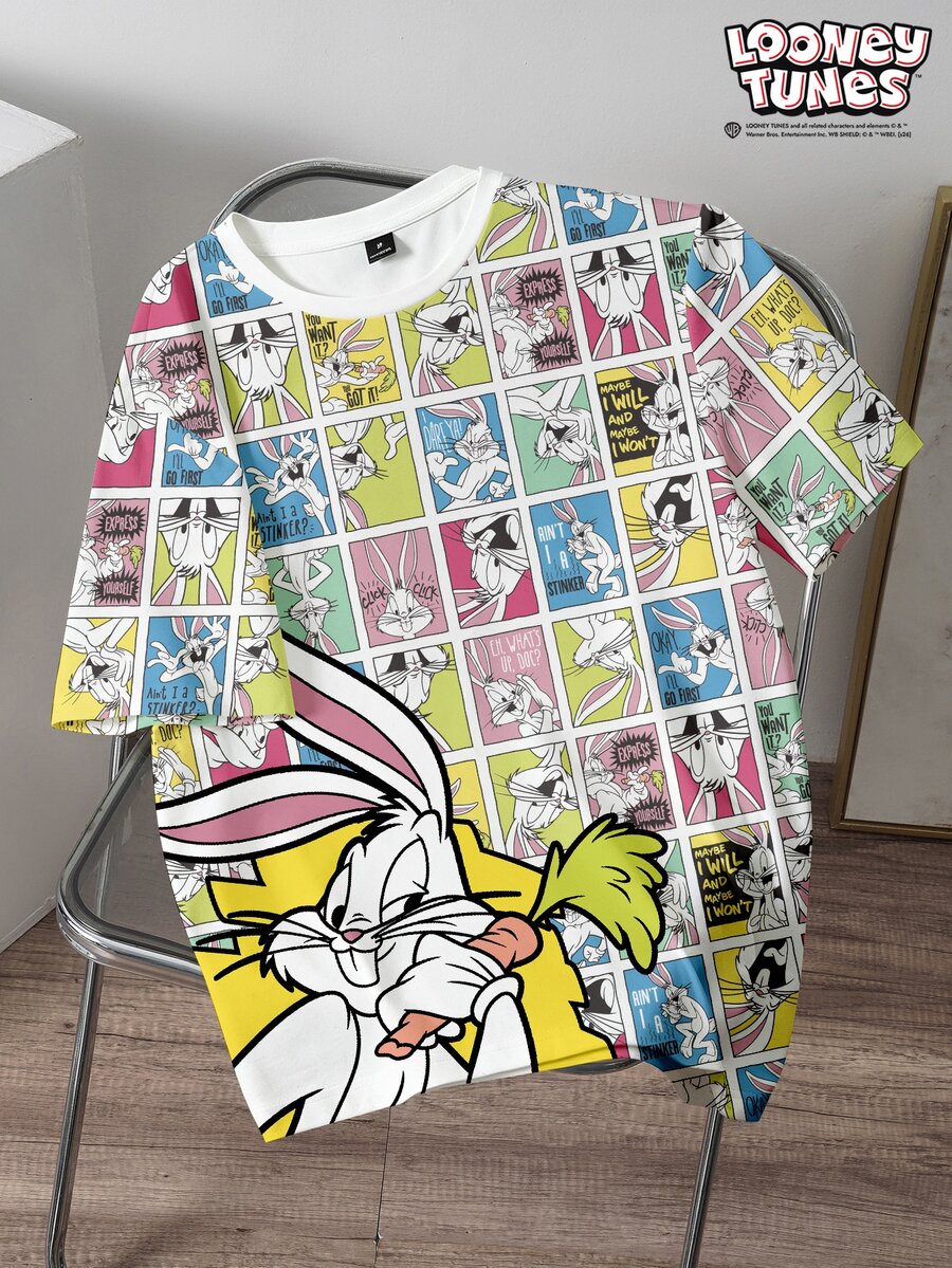 LOONEY TUNES X SHEIN Daypath Men's All-Over Print Casual Daily Wear Short Sleeve T-Shirt - Multicolor - View 1