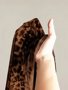 SHEIN ICON Women's Plus Size Leopard Print Ruffle Hem Dress - Brown - View 8